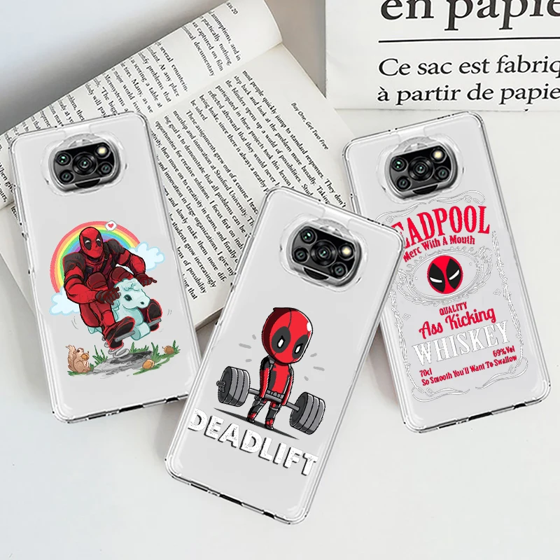 

Marvel funny superhero deadpool For Xiaomi Mi Poco X4 X3 NFC F4 F3 GT M4 M3 M2 X2 F2 F1 Pro C3 5G Civi Transparent Phone Case