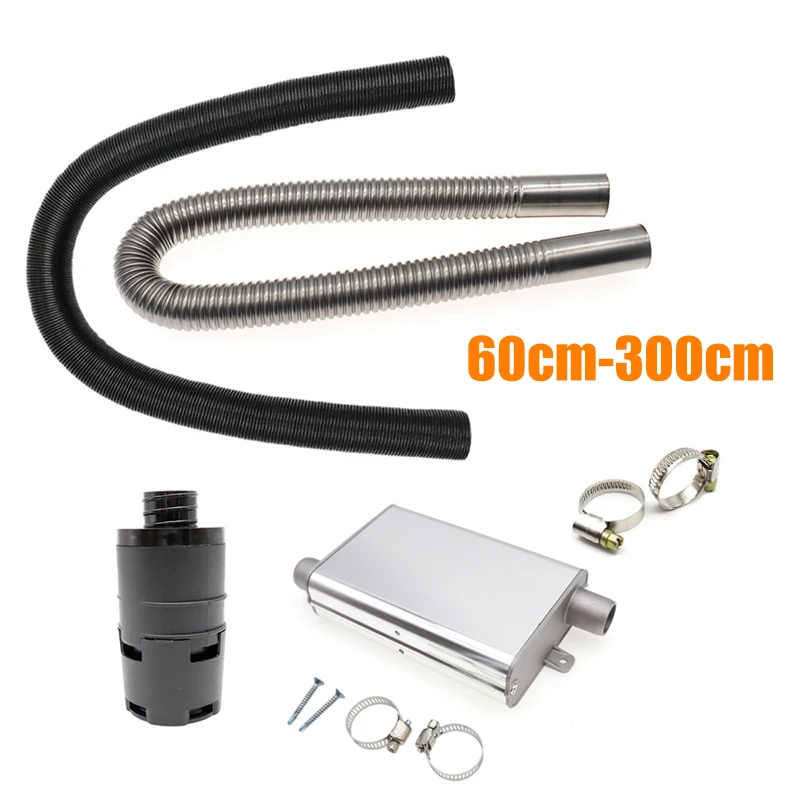 

60-300cm Air Diesel Parking Heater Exhaust Pipe+24mm Muffler Silencer Upgraded Clamp Bracket+Filter Car Heaters Accessories