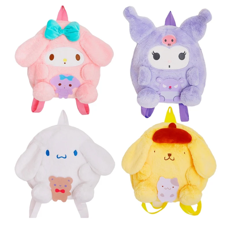 

Anime Cartoon Sweet Melody Kuromi Cinnamoroll Purin Dog Plush BackPack Kawaii Soft Suffed Plush Backpacks Girls Gifts 36cm
