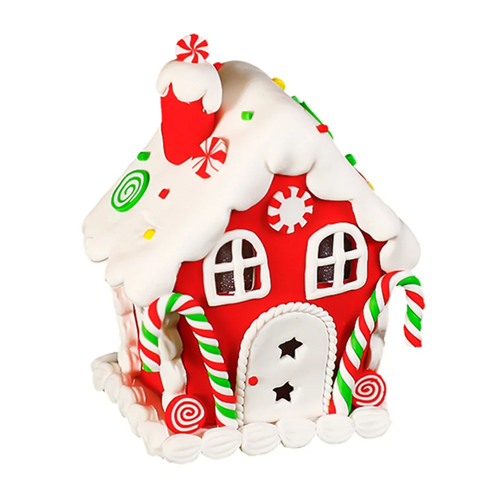 

Country Home Decor Decorative Xmas Cabins Luminous Desktop Ornaments Polymer Clay Candy