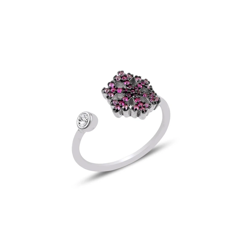 

Серебряное 925 пробы нано розовый тонизирующий Камень Регулируемое высокое кольцо-Снежинка