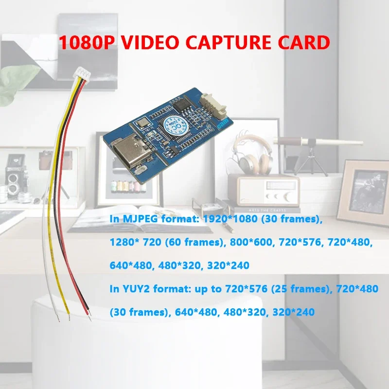 Фото CVBS к USB-захватке AV CVBS Аналоговый сигнал S-VIDEO-сигнал к цифровой плате вывода USB/выходная плата TYPE-C без драйверов 1080P №5