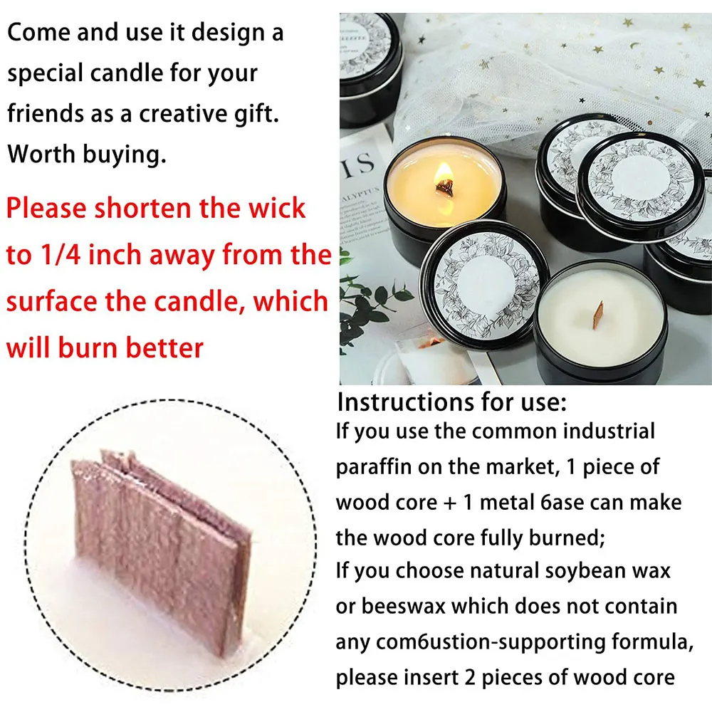 Candle Wicks With Base Wood Wick Core For DIY Making Wooden Set Supplies Handmade Soy Parffin Wax |