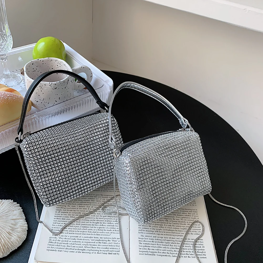 

Women Rhinestone Handbags Female Crossbody Shoulder Chain Mini Clutches Purse Handbags for Outdoor Traveling