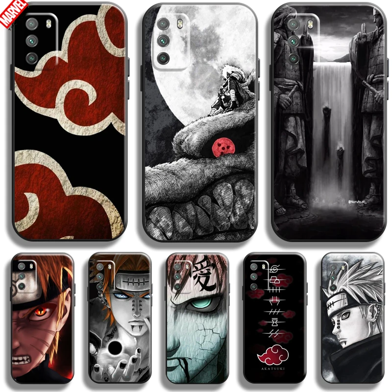 

Anime Naruto Akatsuki For Xiaomi Poco X3 PRO NFC X3 GT M3 M3 Pro 5G F3 GT Phone Case Coque Black Liquid Silicon Carcasa Funda
