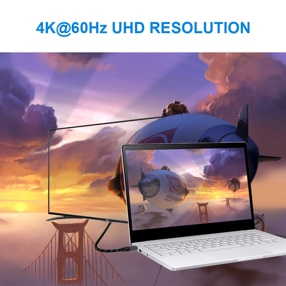 Кабель USB C-HDMI совместимый с 4K 60 Гц Type C HD Thunderbolt 3 конвертер MacBook Huawei Mate30 адаптер -