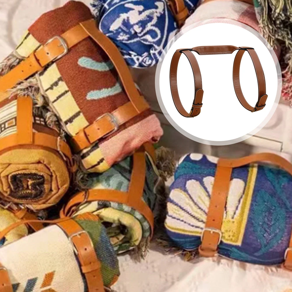 

Picnic Blanket Strap Handle Home Premium Heavy Duty Leather Strap Sling Belt Rug Yoga Mat Picnic Blanket Holder