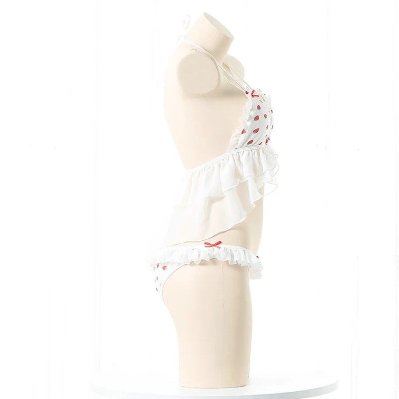 Милая Девушка Клубника шифоновое нижнее белье с рюшами Аниме Косплей комплект