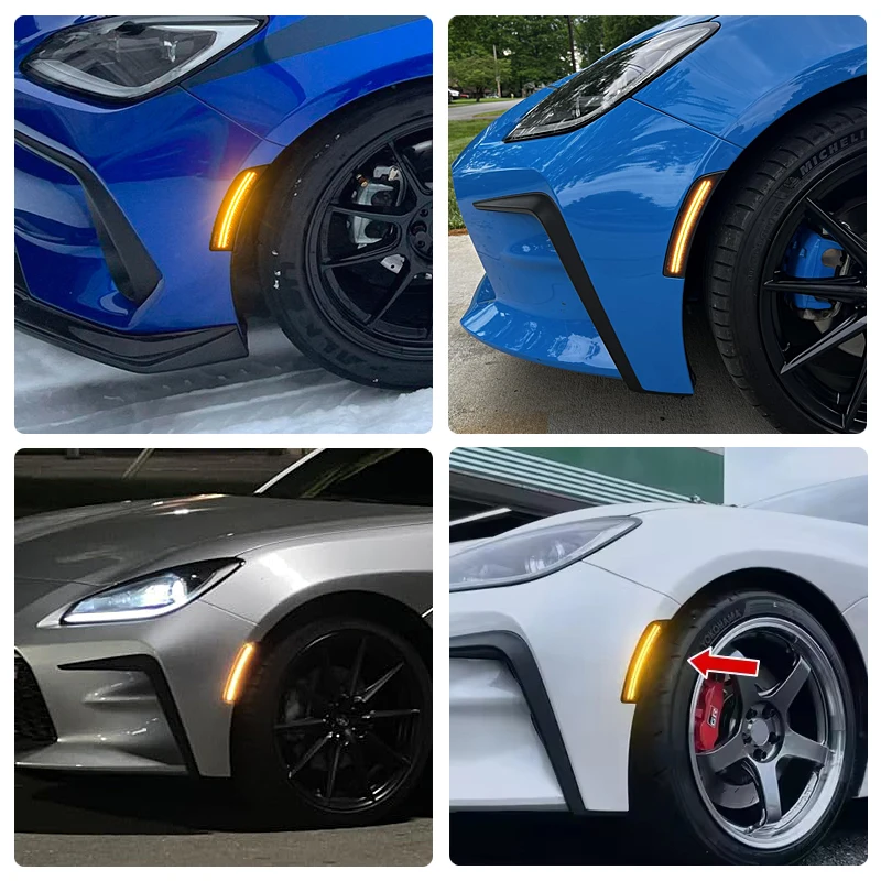 Фото 2 шт. для Toyota GR86 ZN8 Subaru BRZ ZD8 2022-2024 дымчатая линза янтарный светодиодный передний бампер боковой габаритный фонарь №5