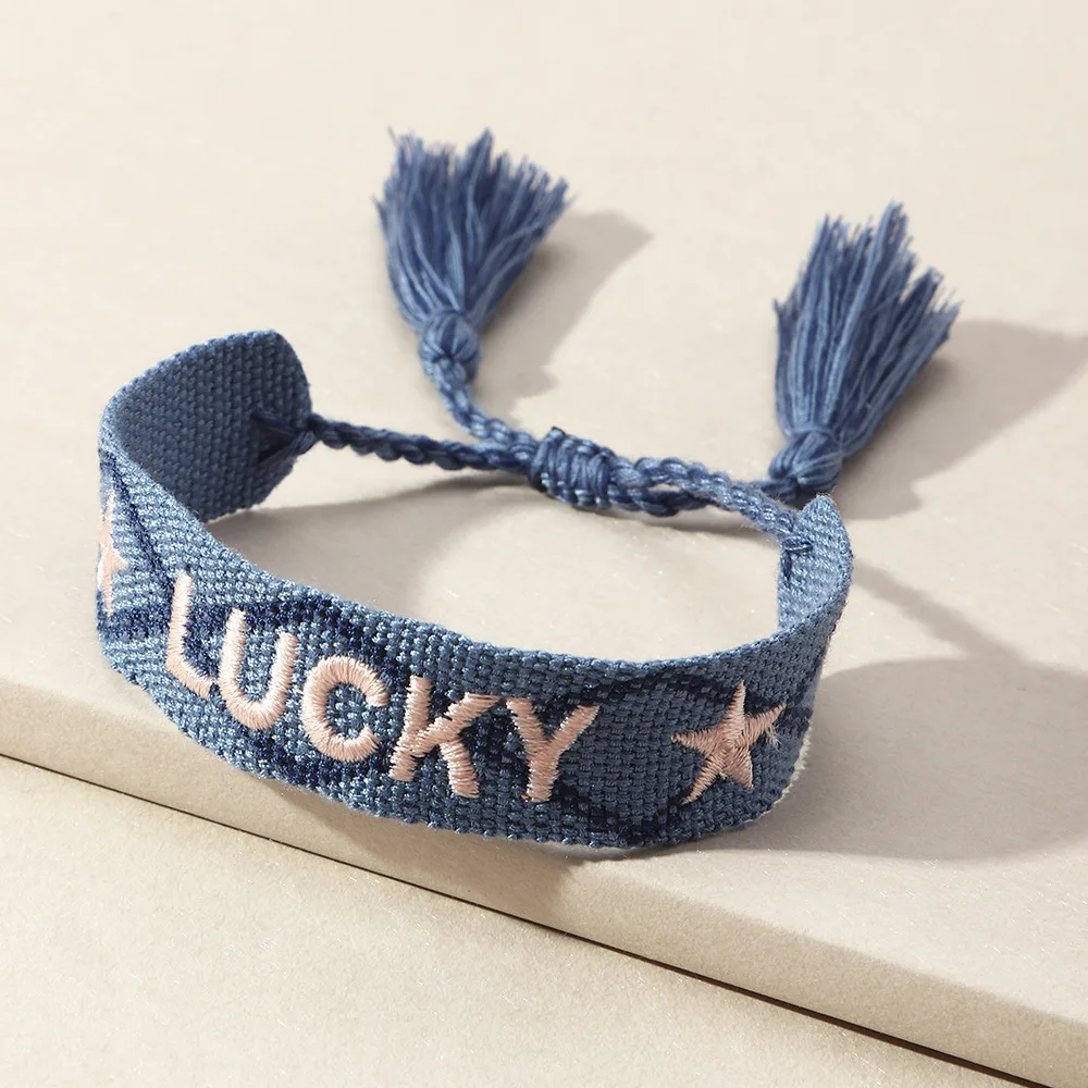 

Weave Tassel Bracelet Charm for Women Girl Party Gifts Accessories Adjustable Boho Letter Wide Love Couples Bracelets on Hand