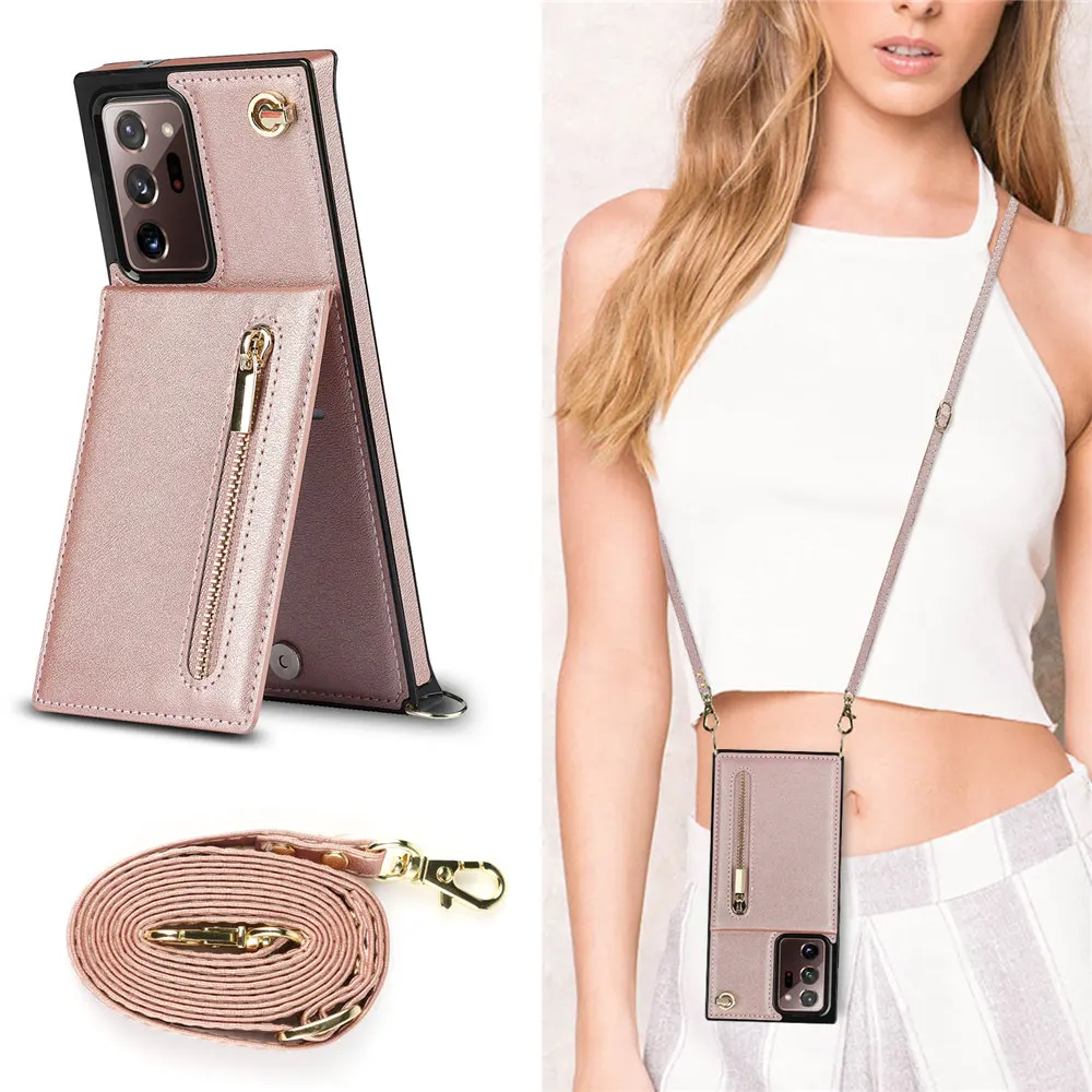 

Card Holder Cord Rope Crossbody Necklace Phone Case For Samsung Galaxy S22 S21 S23 Note 20 S20 Ultra S9 S10 S20 Plus A90 Cover