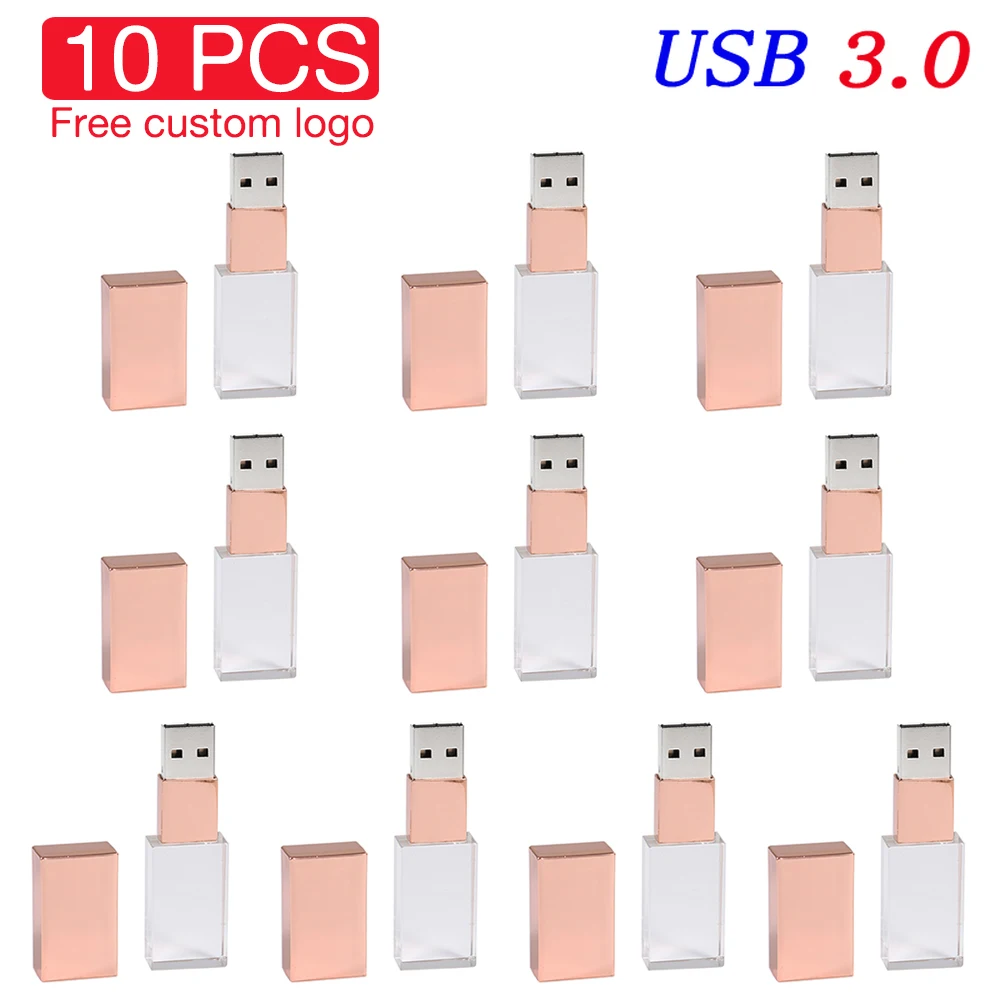 Movimentação Feita sob Encomenda Livre da Pena do Presente do Casamento das Movimentações do Flash de Usb 3.0 do Cristal do Lote de Jaster 10 Peças Vara Feita sob Encomenda 128gb 32gb 64gb da Memória do Ouro de Rosa do Logotipo