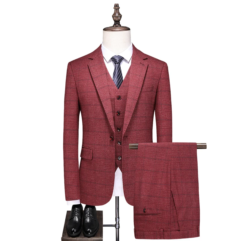 

2022 New S-5XL High Quality Jacket+vest+pants Long-term high-quality men's suit three-piece slim-fit groom wedding Dress