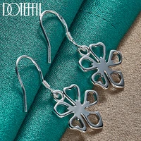 doteffil 925 sterling silver flower drop earrings for woman wedding engagement fashion party charm jewelry