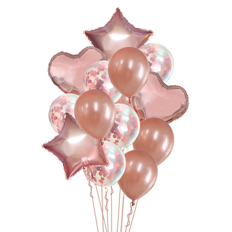 Набор одноразовой посуды из розового золота в полоску с принтом на день рождения