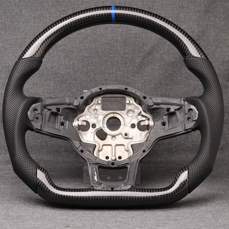 Фото Рулевое колесо из углеродного волокна для VW Golf MK7/7,5 GTI/R/GTD/GTE, синее 2013-2020 — DSG Paddle с Tiguan/Passat/Polo GTI №2