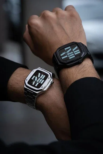 Luxury Modification Kit Stainless Steel Strap Case for Apple Watch Band 7 45mm 44mm Metal Mod Kit for iWatch Series 7 6 SE 5 4 3