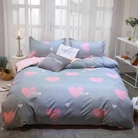 evich brief grey pink heart bedsheet quilt cover pilllowcase for spring and autumn single double size luxury bedding sets