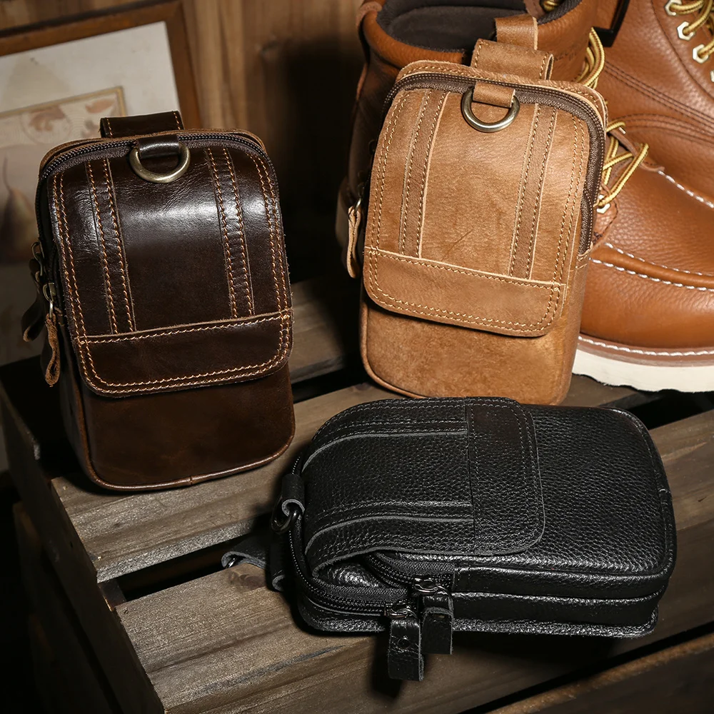 Мужская поясная сумка из натуральной воловьей кожи забавная маленькая сумочка