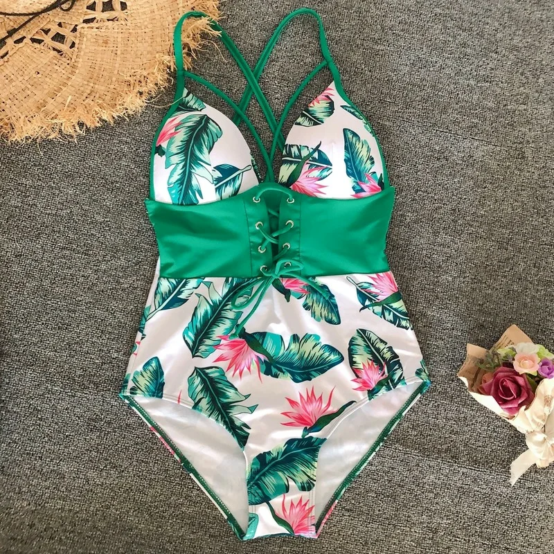 Новый Цельный купальник на бретельках женские комплекты бикини с V-образным