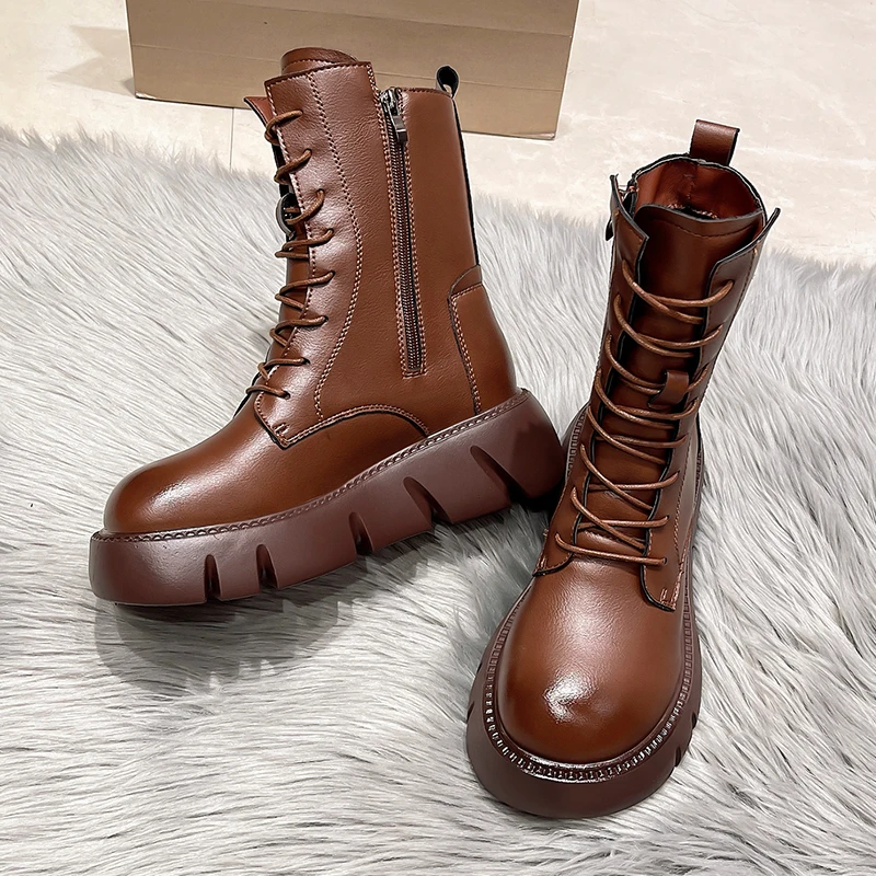 Fashion Retro Style Pu Leather Women's Boots Flat Heel and Ankle Boots Soft Leather Women's Zipper Short Boots Zapatos Mujer New