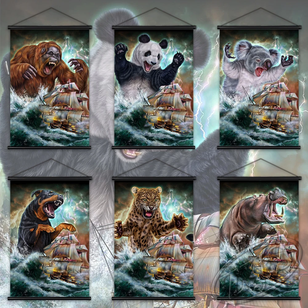 

Картина на холсте с животными пародией плакат панда Висячие свитки шимпанзе HD классические художественные принты для дома детской комнаты ...