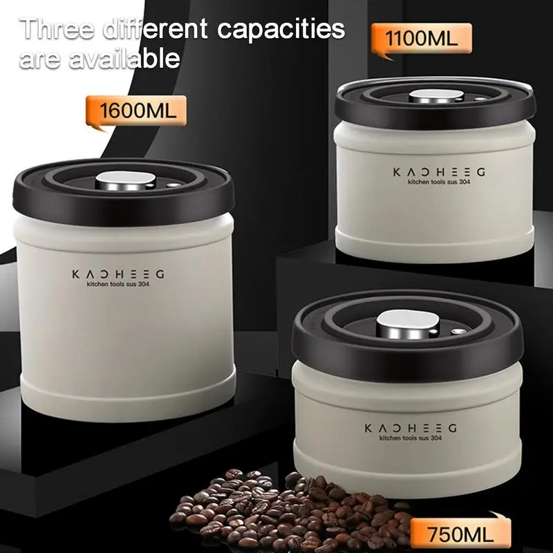 

Sealed Coffee Bean Canister Storage Container 750/1100/1600ML Airtight Vacuum Pump Tea Milk Powder Food Tank Box Keep Fresh