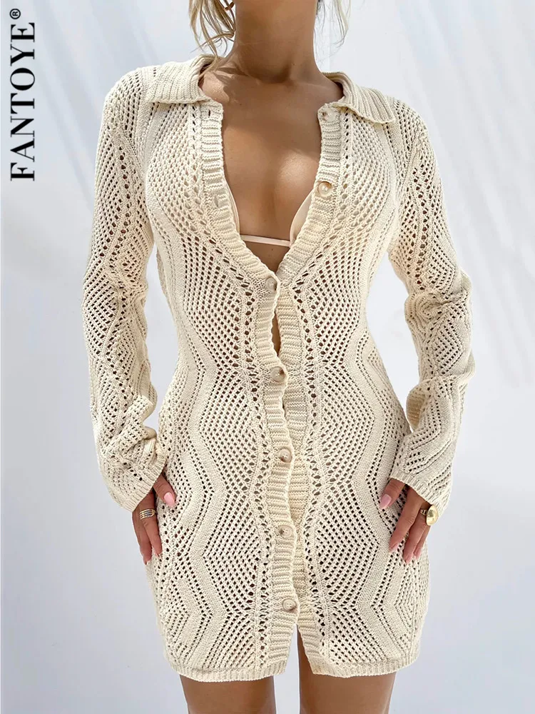 

Женское трикотажное платье Fantoye, синее платье с длинным рукавом и v-образным вырезом, весеннее узкое модное уличное платье