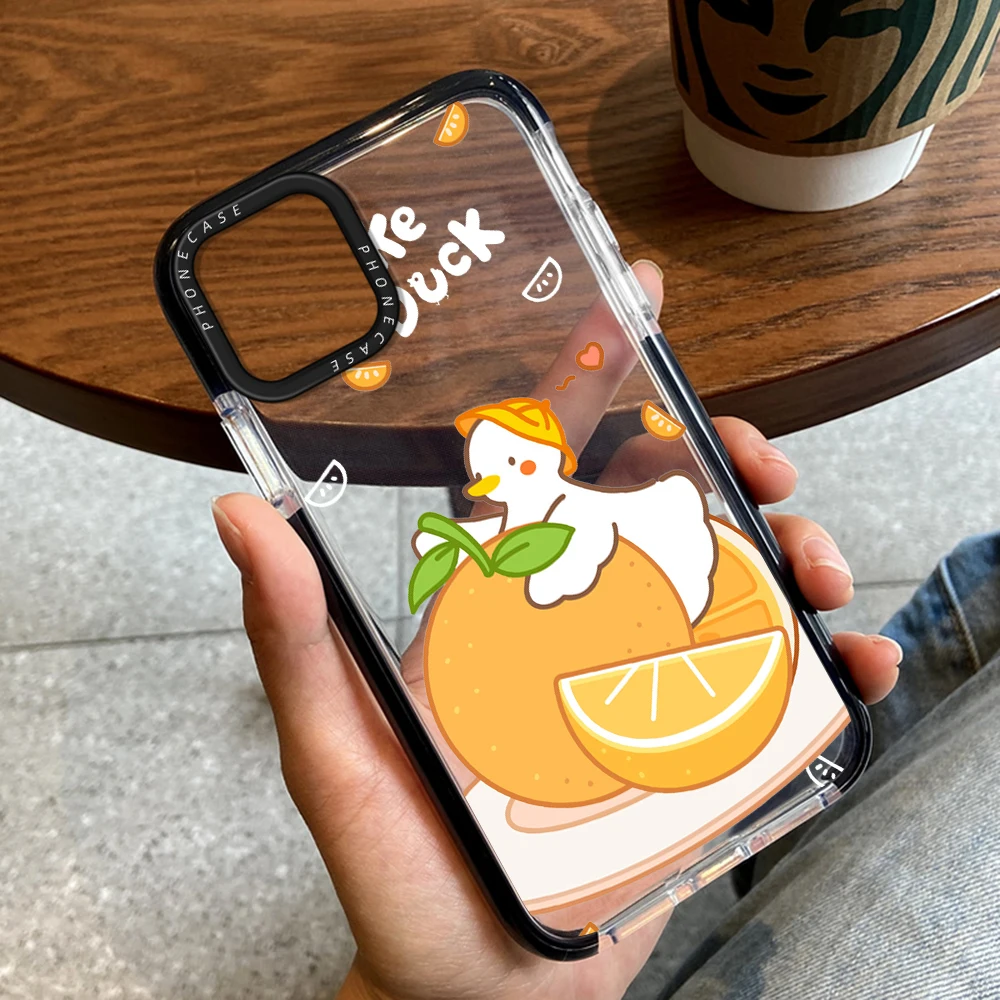 

Cartoon Cute Duck Phone Case for iPhone 14ProMax 14Plus 13 12 11 Pro Max Soft Silicone Fundas Transparent Protection Back Cover