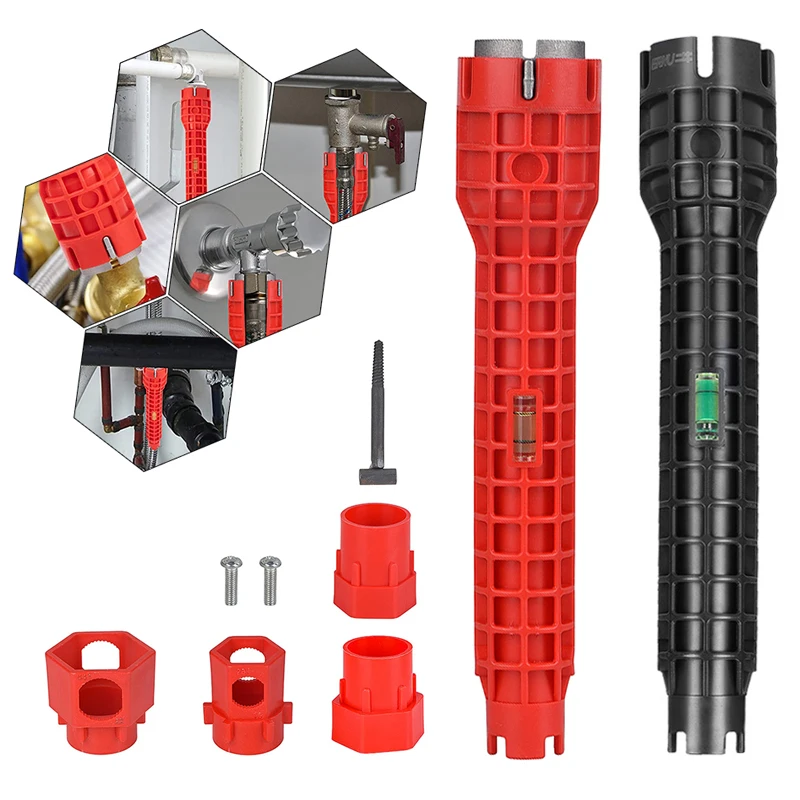 

14 Трубопроводный кран для ремонта смесителя, монтажный инструмент для ванной, гаечный ключ, экстрактор, 1 установочный ключ, раковина, многофункциональная водопроводная труба