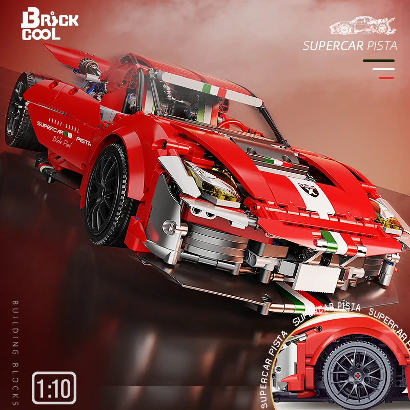 2048 шт. DECOOL модифицированный красный феррированный спортивный автомобиль