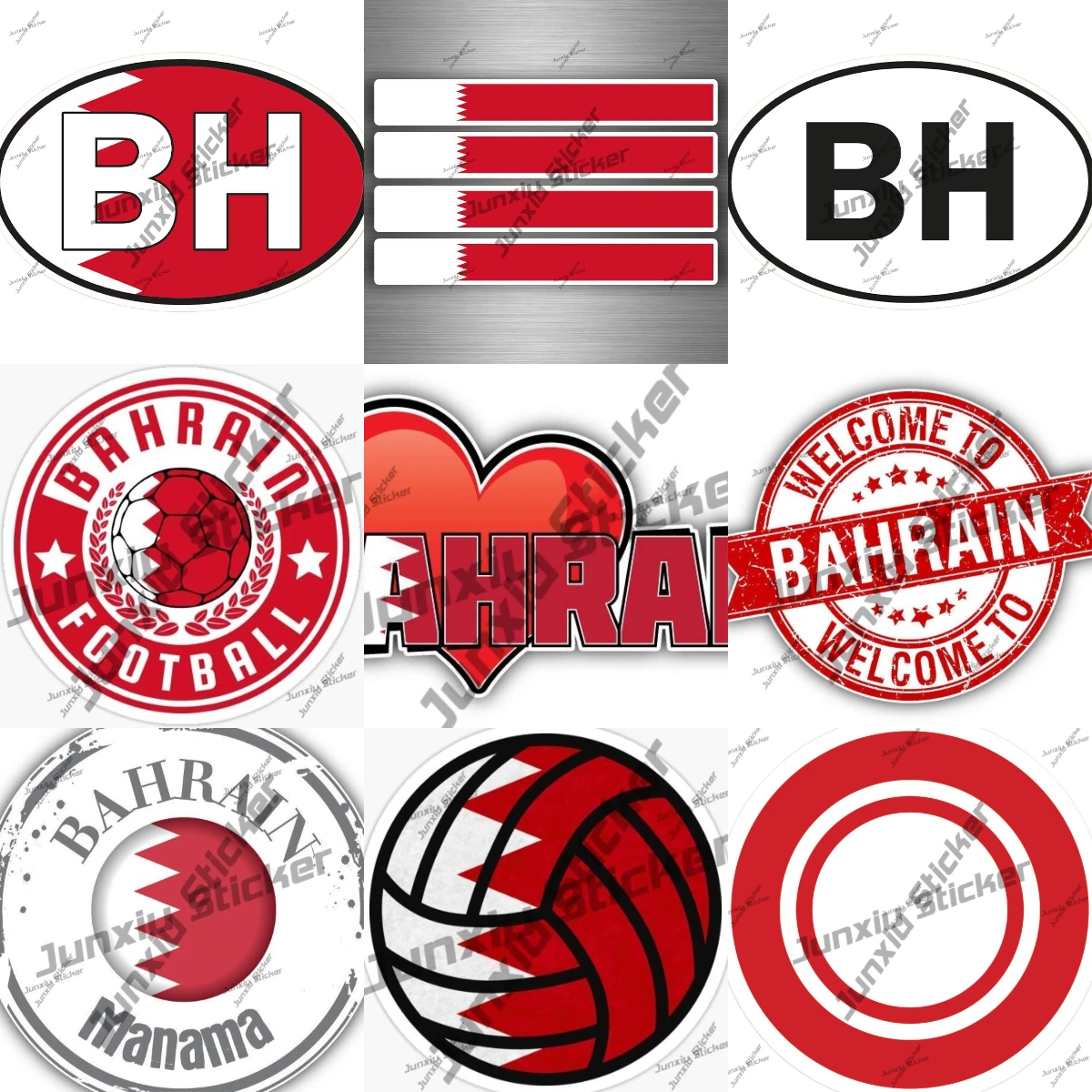 Полосатый национальный флаг Бахрена наклейка на бампер овальный код страны BH BRN