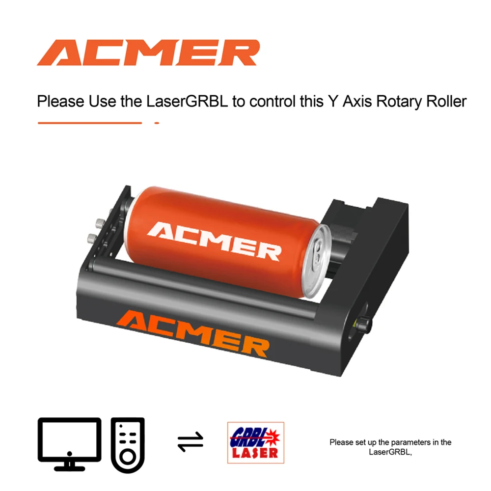 ACMER M1 Rotary Roller Laser Engraver Y-axis 360° Rotating for 4-138mm Engraving Diameter Laser Engraving Cylindrical Objects