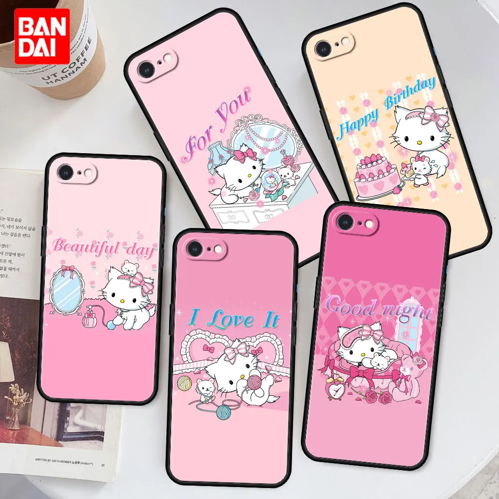 

Hello Kitty Manga Cell Phone Case for iPhone SE 2020 X XS Max XR 6 6Plus 6S 7 7Plus 8 8Plus Plus Silicone Black Matte Cover