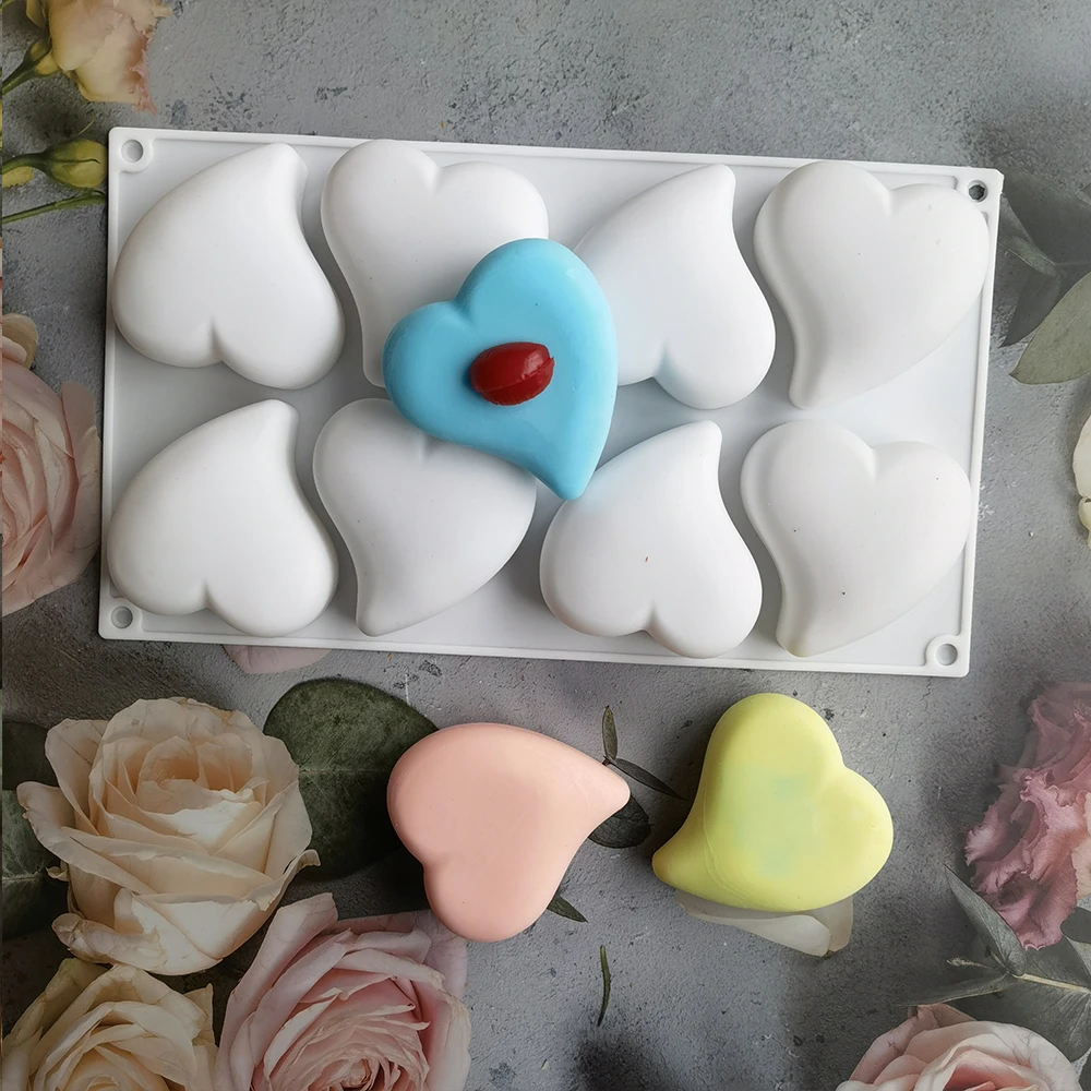 

8 Cavity Heart Shape Mousse Cake Mold.3D Silicone Love Mold.Chocolate Bakeware Dessert Pastry Brownie Jelly Fondant Baking Mould
