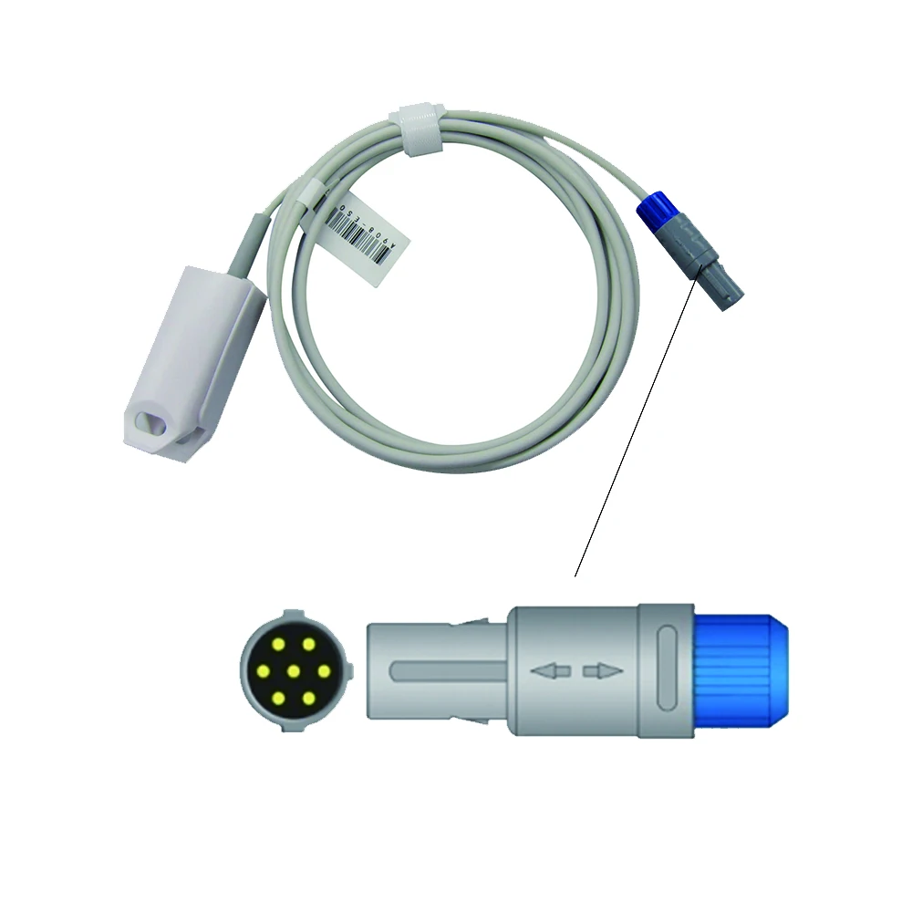 

Compatible with BCI, LEMO 7 Pin Type of Monitor Spo2 Probe. Reusable Blood Oxygen Sensor Cable for Pulse Oximeter