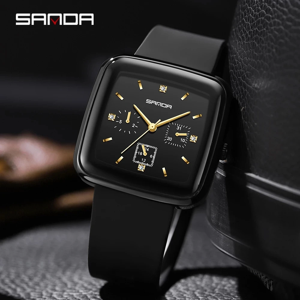 2023 New Sanda 1112 watch square elegant women's watch fashion luxury brand women's quartz crystal watch Reloj Mujer Baratos
