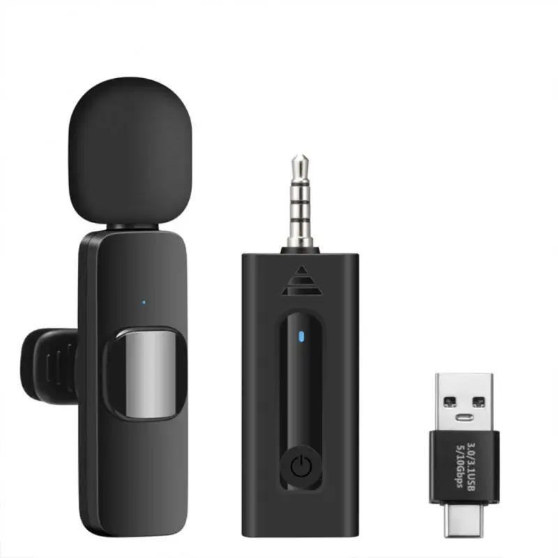 

Black Professional Mic Plug And Play Small Microphone Lavalier Wireless Microphone For Ios Android Phone Low Delay