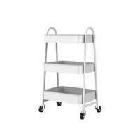 wholesale 3 tier utility rolling cart wheels for office kitchen bedroom bathroom trolley cart with large storage and metal