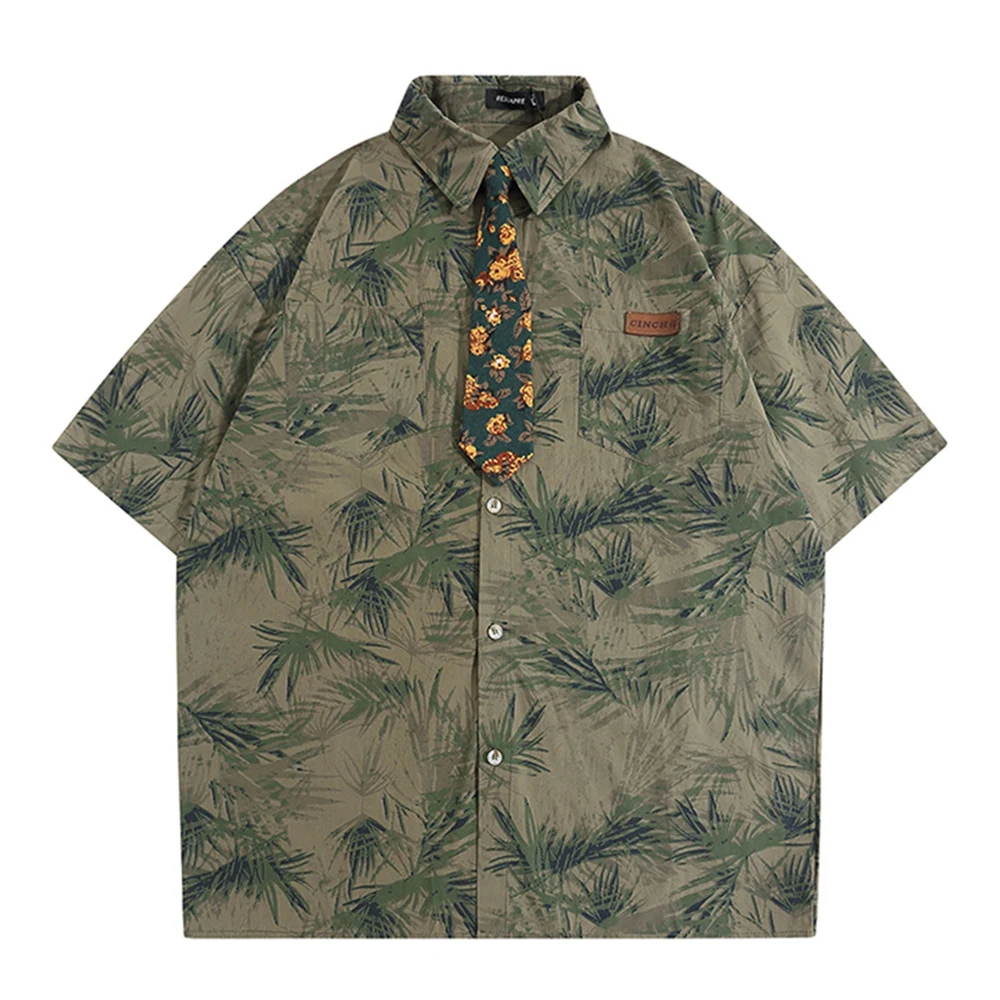 

Мужская рубашка с отложным воротником и галстуком-бабочкой в консервативном стиле, мужская рубашка с принтом с коротким рукавом, летняя верхняя одежда 2023