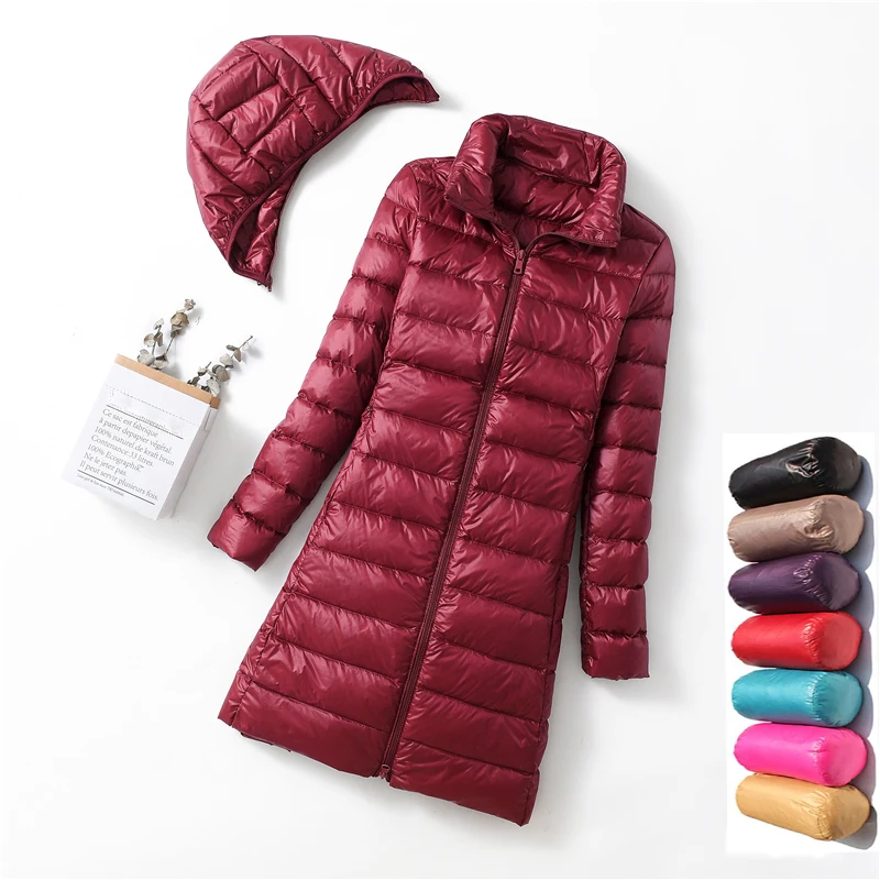 

Women Skirt Down Jacket Fashion Hooded Hat Detachable Long Ultra Lightweight Packable Down Jacket Plus Size 5XL Puffer Jackets