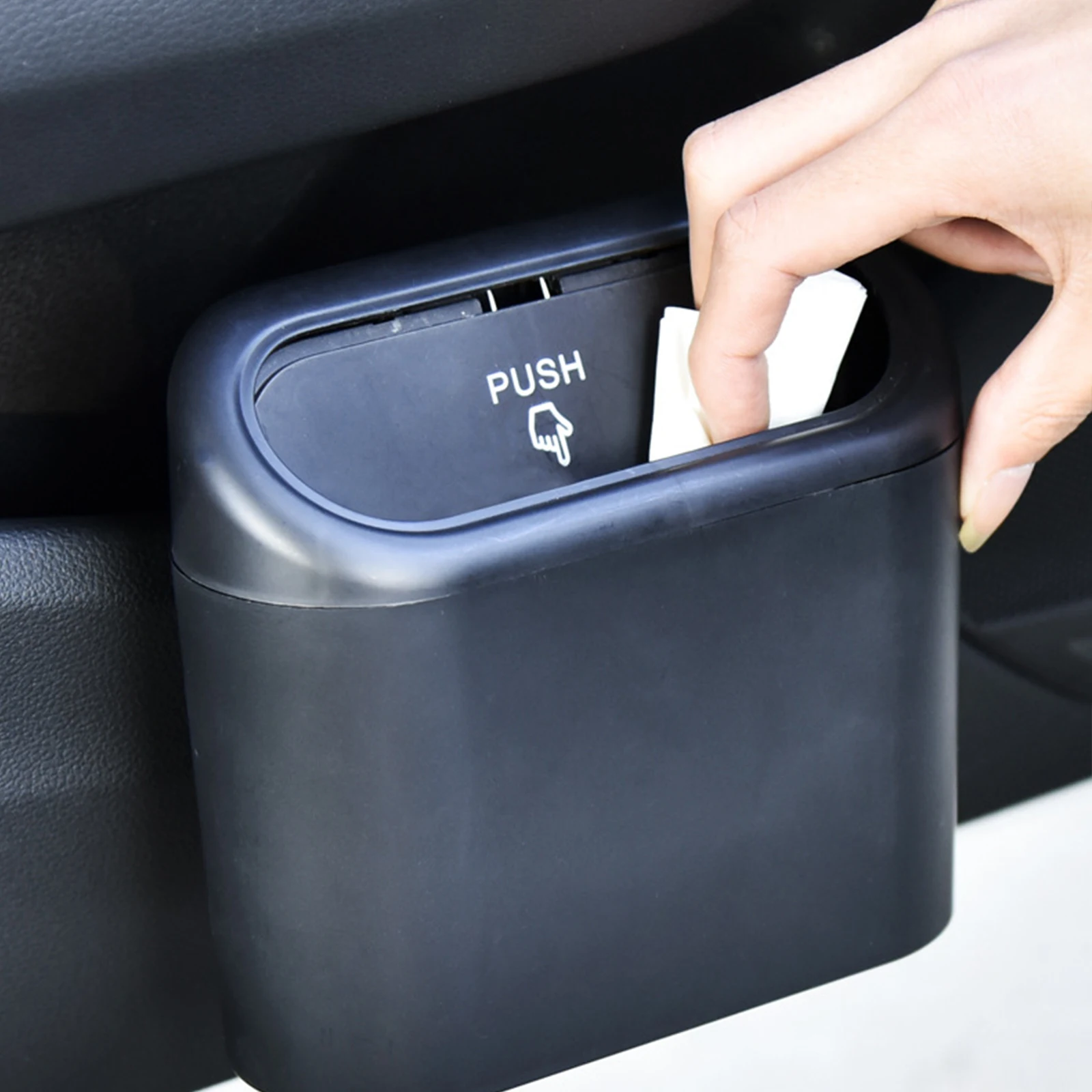 

Автомобильная мусорная корзина, многофункциональная задняя крышка, контейнер для мусора, универсальная черная корзина для мусора с нажимо...