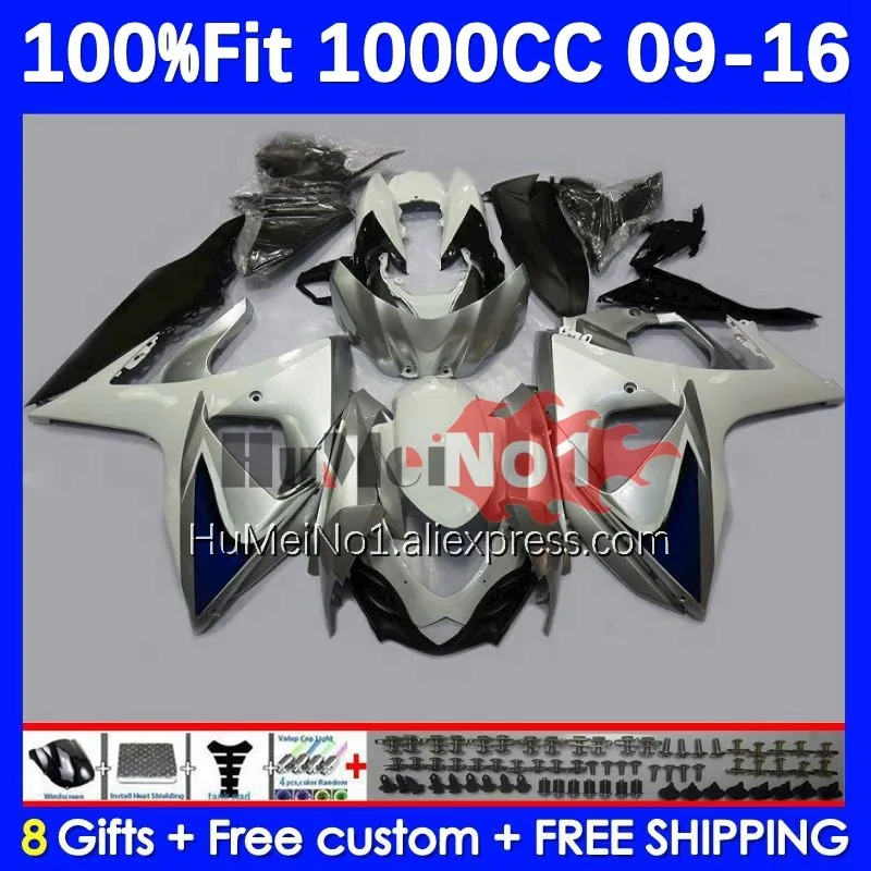 

Injection Kit For SUZUKI GSX-R1000 GSXR 1000 K9 GSXR-1000 198No.76 GSXR1000 09 10 11 12 2013 2014 2015 2016 Fairing white silver