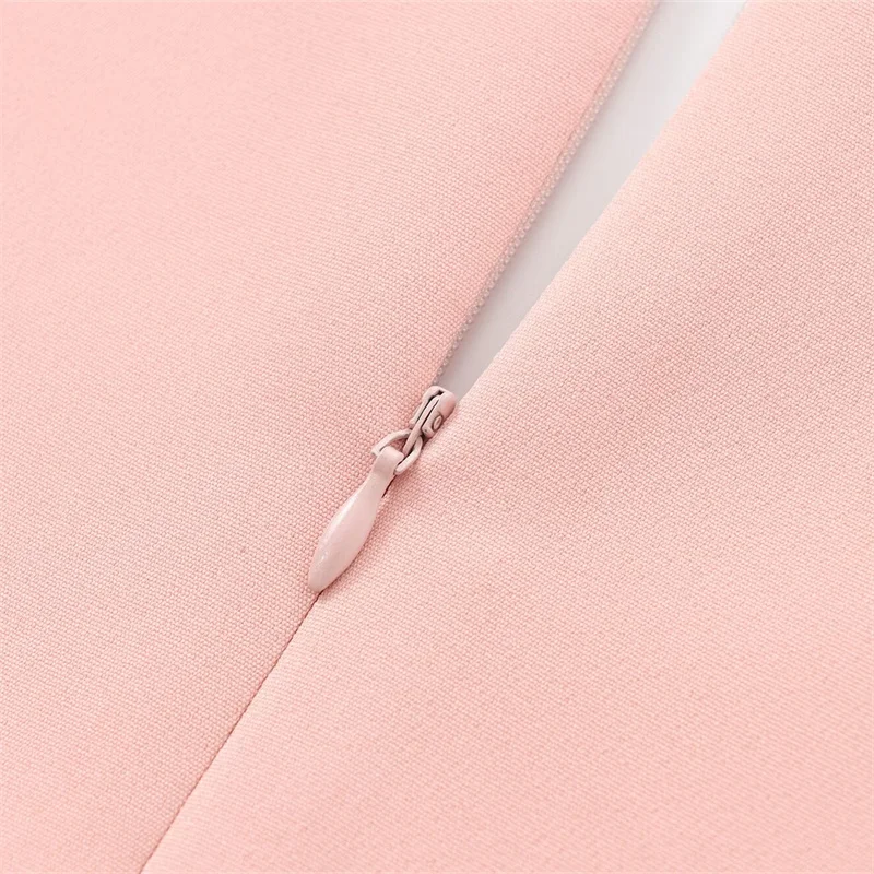 Новинка 2024 женское розовое платье-миди KEYANKETIAN с низким вырезом поясом и разрезом