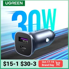 UGREEN 30W Car Charger USB Type C Fast Charger QC 4.0 3.0 PD 20W Quick Charging for iPhone 14 13 12 Xiaomi Mobile Phone Charger