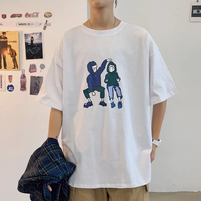 

Футболка мужская Свободная универсальная с коротким рукавом, из хлопка