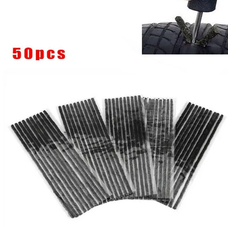 

50Pcs Car Tubeless Tire Repair Strip Tyre Puncture Emergency Seal Stiring Glue Plug Motorcycle Bike Tyre Repair Tools Kit