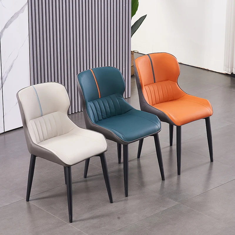 

Free Shipping Black Metal Legs Dining Chairs Modern Nordic Lounge Comfortable Soft Chair with Backrest Ergonomic Muebles Ikea