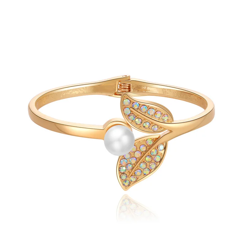 

Fashion Luxury Women's Jewelry Pearl Alloy Fishtail Leaf Bracelet Ladies Accessories Jewelry Bridesmaid Gift Jewelry Wholesale
