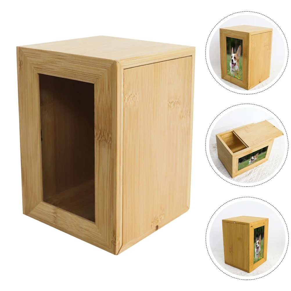 

Pet Urn Keepsack Dog Cat Photo Frame Bamboo Pets Memorial Supply Handmade Coffin